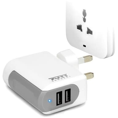 Port Connect Dual USB Wall Charger White — 1