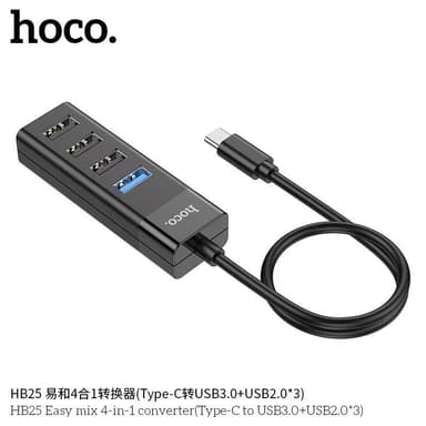 Hoco 4 in 1 Type C to USB 3.0 + USB 2.0X3 Converter — 1