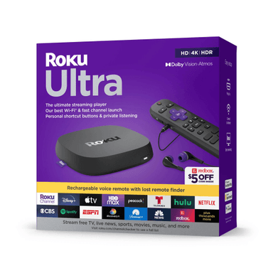 Roku Ultra 4K/HDR/Dolby Vision Streaming Device and Roku Voice Remote Pro with Rechargeable Battery — 1