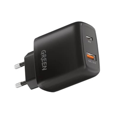 Green Compact Wall Charger Dual Port USB 12W — 1