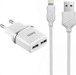 Hoco Smart Dual Ports Charger Set With Lightning Cable 2.4 A — 1