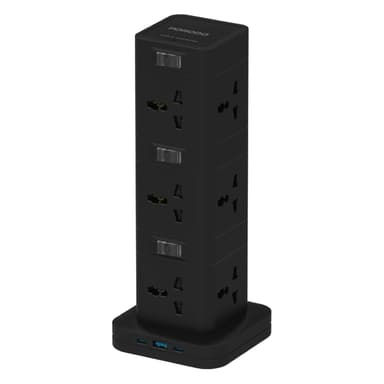 Porodo 12AC Power Hub, USB C PD & QC 3.0 Ports — 1