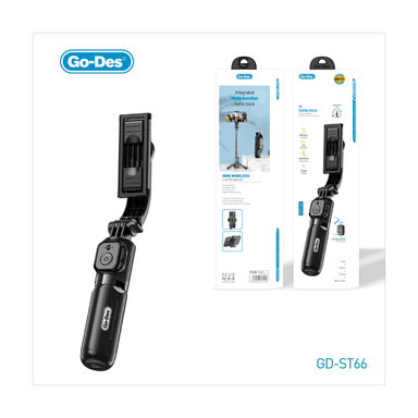 Go Des Selfie Stick GD-ST66 with Wireless Control, 360 Rotation & Stable Tripod — 1