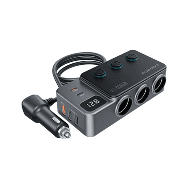 Porodo 120W Car Charger Hub Tripple Port Lighter Socket — 1