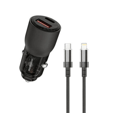 Porodo 95W Car Charger Transparent With 0.9M Lightning Cable — 1