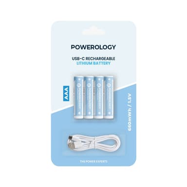 Powerology Aaa 2 Pack USB C Rechareable Battery — 1