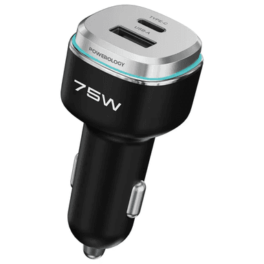 Powerology 75W Dual Port High Power Car Charger with Type C PCCSR024BKGYC — 1