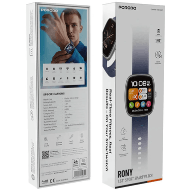 Porodo Rony 1.83" Sport Smart Watch with Voice Assistanat 6 PDT69SL — 1