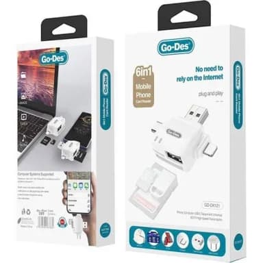 GO DES 6 In 1 Mobile Phone Card Reader GD-DK121 - Multi Function Memory Card Reader — 1