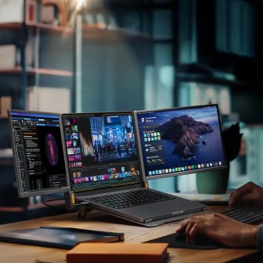 Powerology Dual Screen Portable Monitor 12"–17.3" Single Wire Connection — 1