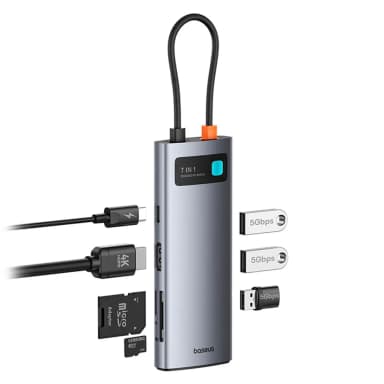 BASEUS 4K 60Hz Clarity 7-Port USB Hub PD 100W BA.B00052805813-00.GY - Genuine Multiport Adapter — 1