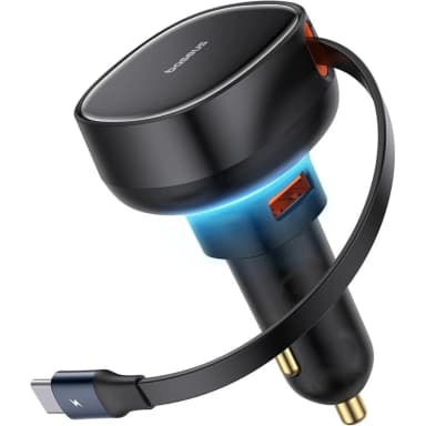 BASEUS Car Charger C+ Retractable C or IP Cable 60W BA.C00057802111-00.BK - Genuine Fast Charger — 1