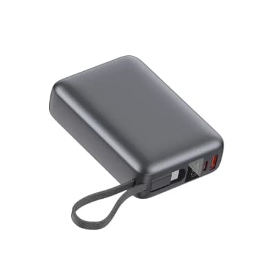 QCY PB20A Power Bank 20000mAh, 45W PD Fast Charging, Digital Display with Built-in USB-C Cable — 1