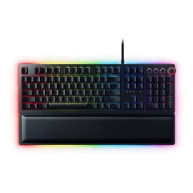 Razer Huntsman Elite Gaming Keyboard: Fast Keyboard Switches - Clicky Optical Switches - Chroma RGB Lighting - Magnetic Plush Wrist Rest - Dedicated Media Keys & Dial — 1