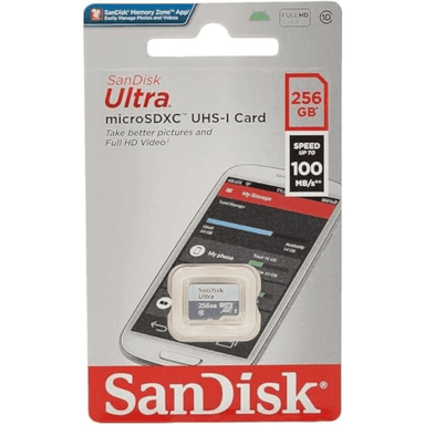 SanDisk Ultra White/Gray microSDXC 256GB 100MB/s Class 10 UH (SDSQUNR-256G-GN3MN) — 1