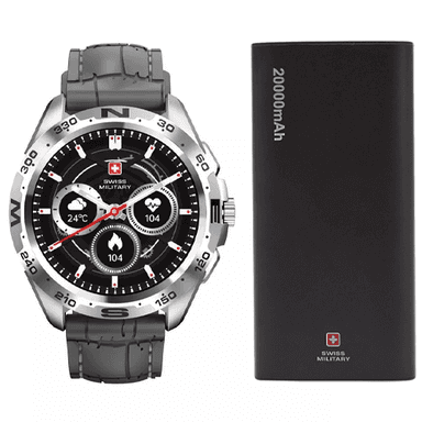 Swiss Military SM-WCH-DOM1-S-GRY Dom Smart Watch With Swiss Military Bieudron Power Bank 20000mAh — 1