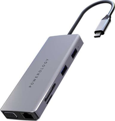 Powerology 11 In 1 USB C HUB Ethernet HDMI VGA 60W Fast Charge — 1