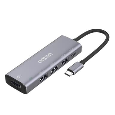 Onten USB C To hdmi (4k) Adapter With PD 3.0 Charger 3 Port USB 3.0 Hub 95123 — 1