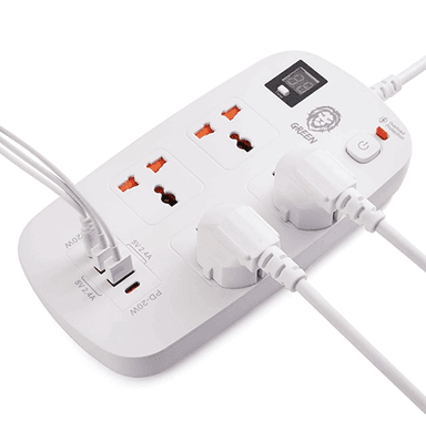 Green 4 Ac 2 USB & 2 USB-C PD 40w Multiport Smart Power Socket 3500w 3m — 1