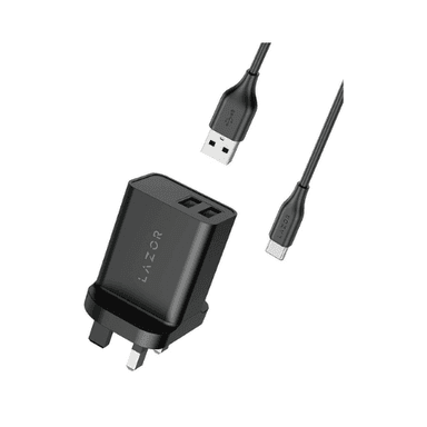 Lazor Vital AD29-T Fast Wall Charger Set, Type-C Cable & Dual USB Output, 12W Power — 1