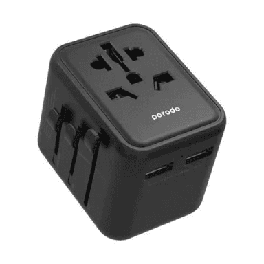 Porodo Dual USB-A Universal Travel Adapter 2.4A - Black — 1