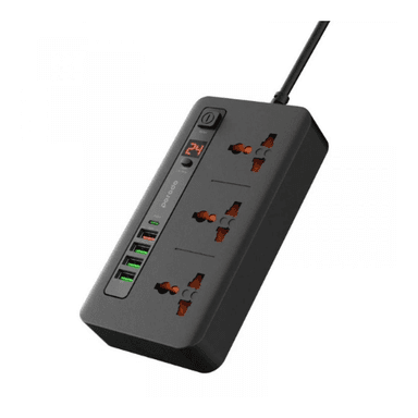 Porodo 3 AC 4 USB A & USB C PD 20W Power Extension Black — 1