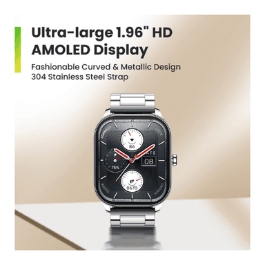 Amazfit Pop 3S Smart Watch with 1.96" AMOLED Display, BT Calling, SpO2, 12-Day Battery Life, 304 Stainless Steel, AI Voice Assistance — 1