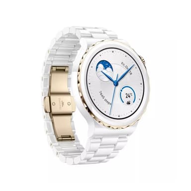 Huawei Watch GT3 Pro 43 MM, Gold Bezel, White Ceramic — 1