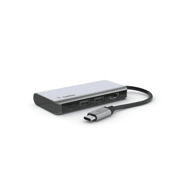 Belkin USB C Multiport Adapter 6 in 1. 2 x USB A 3.0 (5Gpbs) 1 x HDMI 4k GbE 1 x USB C — 1