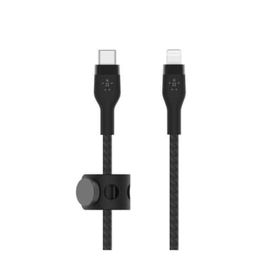 Belkin BoostCharge PRO Flex USB-C Braided Silicone Cable with Lightning Connector, 1M, Black — 1