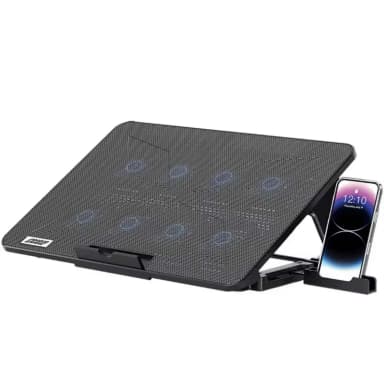 Porodo 8 Fan Ergonomic Laptop Cooling Stand with Phone Stand — 1