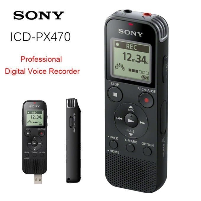 Sony ICD-PX470 Stereo Digital Voice Recorder with Built-in USB Voice Recorder, Black — image 1