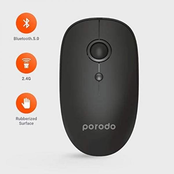 Porodo 2 in 1 Wireless Bluetooth Mouse 2.4GHz V5.0 - Black | PD-WM24BT-BK — image 2