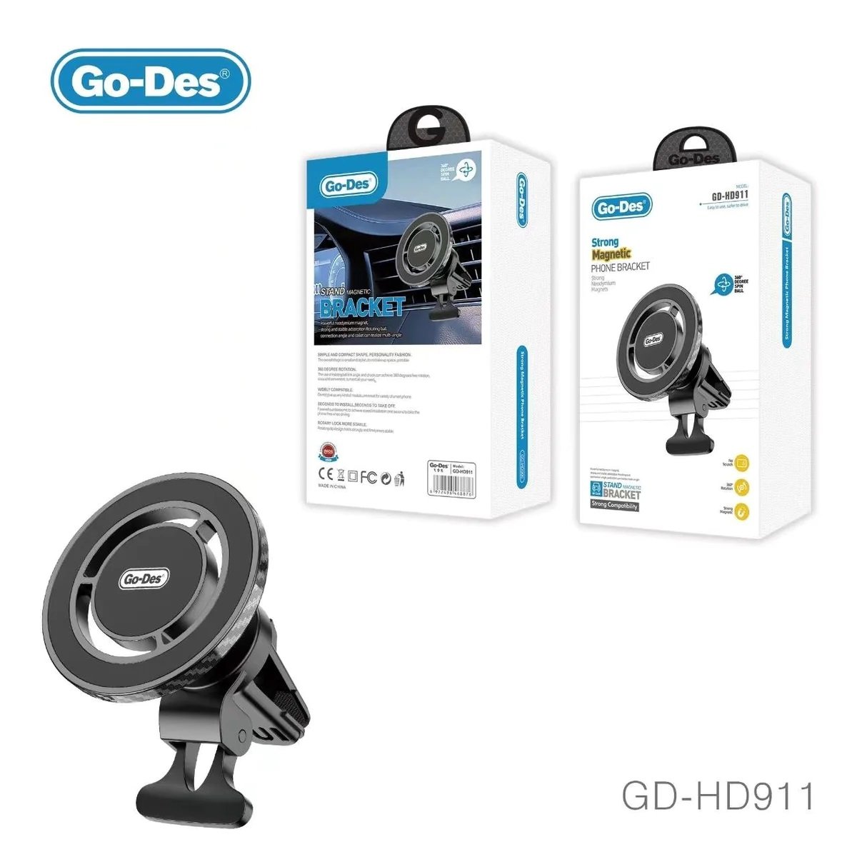 Go-Des Foldable anglemagnetic mobile car phone holder — image 1