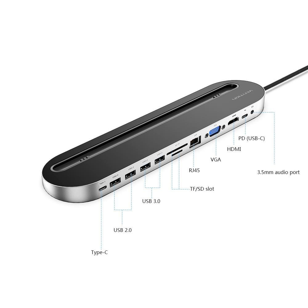 Vention 12-in-1 USB-C Docking Station with HDMI, PD & Multiport Hub — image 3