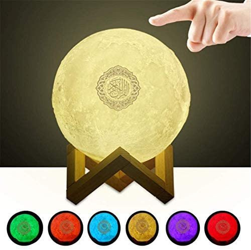 Equantu Moon Lamp Quran Speaker Kids Night Light Galaxy Lamp 7 Colors LED 3D Star Moon Light with Stand Remote & Touch & APP Control USB Rechargeable Quran Recitation Eid Mubarak hajj Gifts — image 3