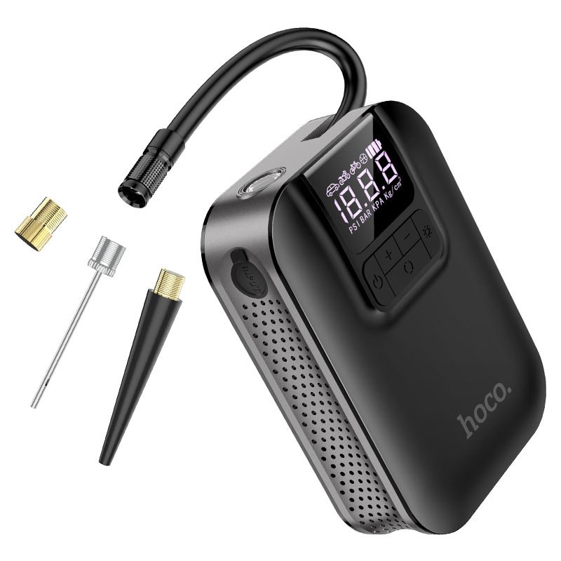 HOCO S53 Portable Smart Air Pump Mini Electric Digital Display Car Air Pump For Car - Black COD — image 1