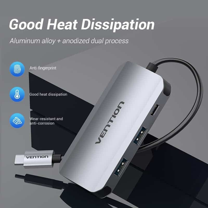 Vention Type-C to USB 3.0*4/PD Hub — image 2