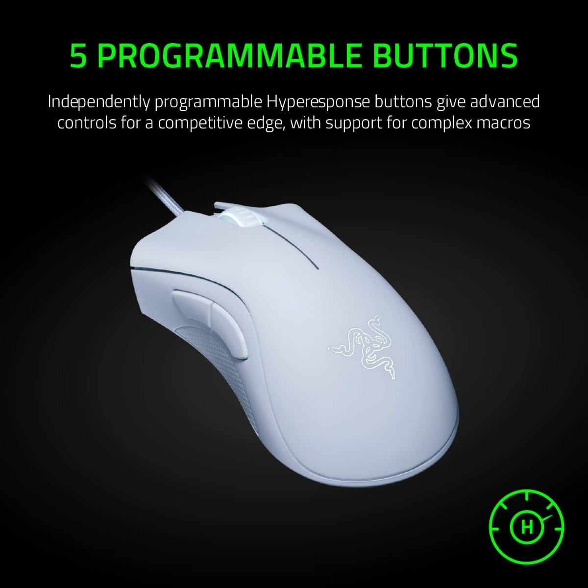 Razer DeathAdder Essential White Edition - 6400 DPI Ergonomic Wired Gaming Mouse — image 3