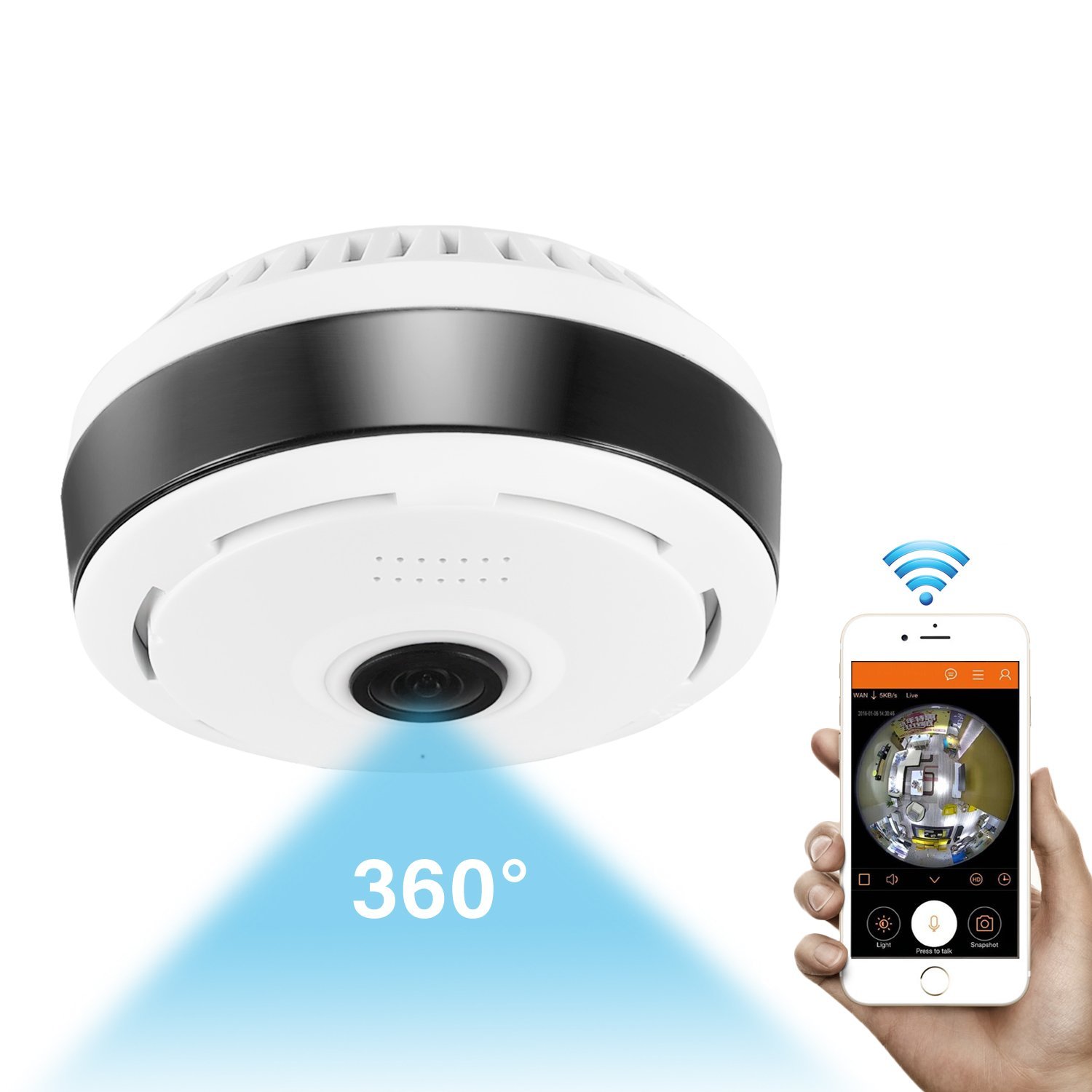 360 Degree Panoramic Camera WiFi Indoor IP Camera Fisheye Infrared Camera with Night Vision 2-Way-Audio — image 2