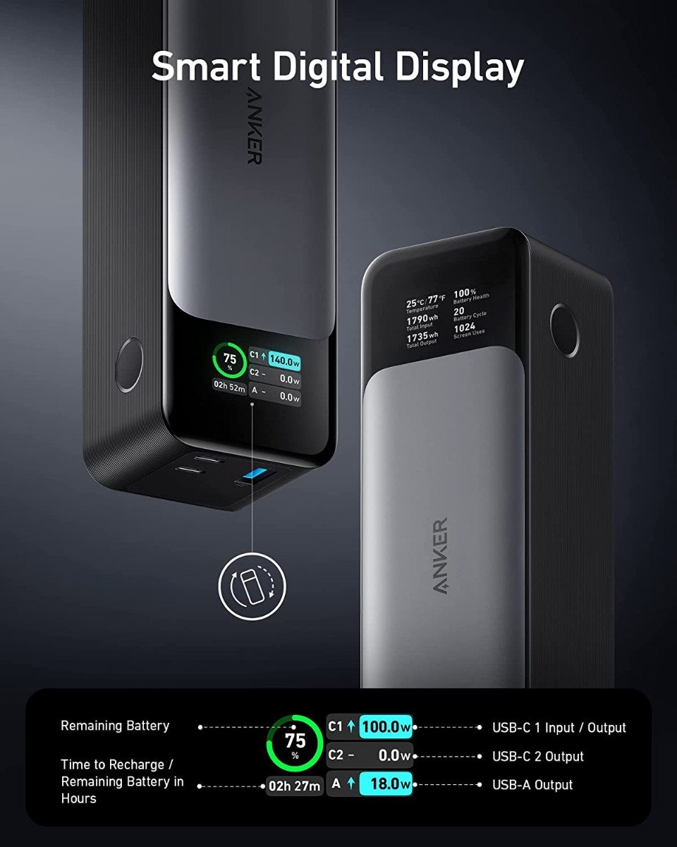 Anker 737 Power Bank (PowerCore 24K),140w  24,000mAh 3-Port Portable Charger — image 3