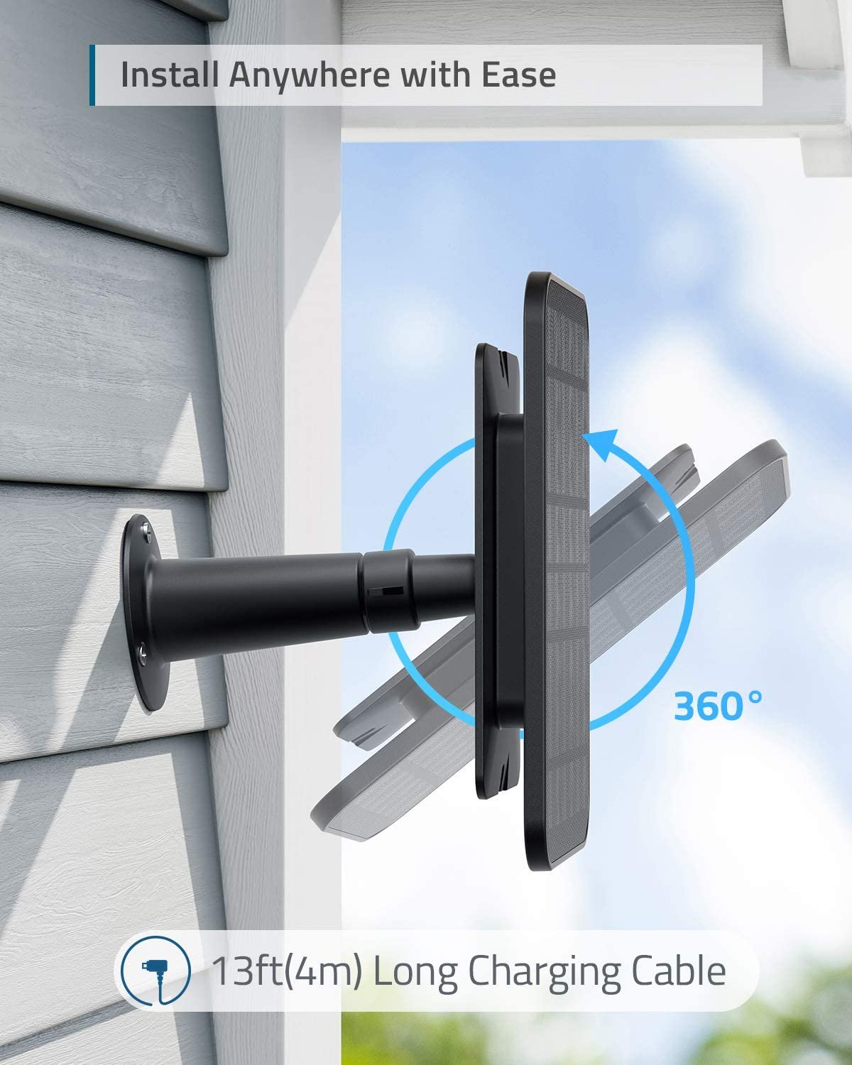 Anker Eufy Solar Panel For Continuous Charging T8700011 Compatible with eufyCams  2.6 High-Efficiency solar panal Weather — image 3
