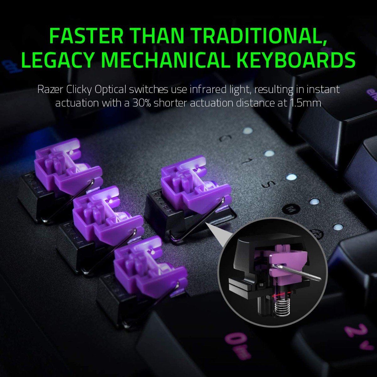 Razer Huntsman Elite Gaming Keyboard: Fast Keyboard Switches - Clicky Optical Switches - Chroma RGB Lighting - Magnetic Plush Wrist Rest - Dedicated Media Keys & Dial — image 4