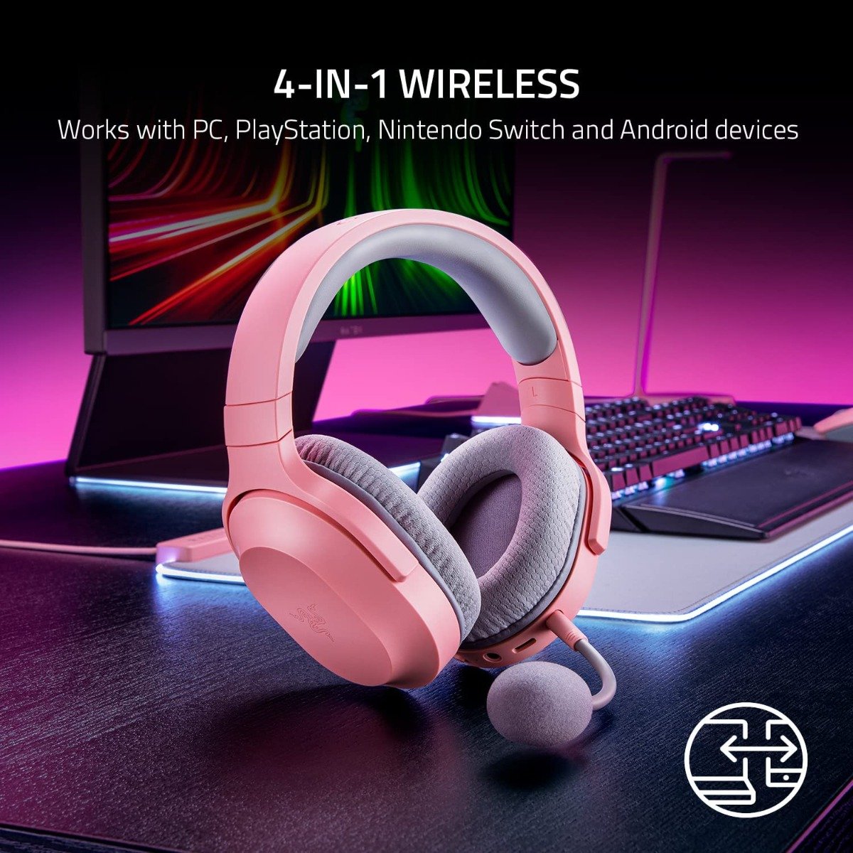 Razer Barracuda X Wireless Multi-Platform Gaming and Mobile Headset (2021 Model): 250g Ergonomic Design - Detachable HyperClear Mic - 20 Hr Battery - Compatible w/PC, PS5, Switch, & Android Pink — image 2