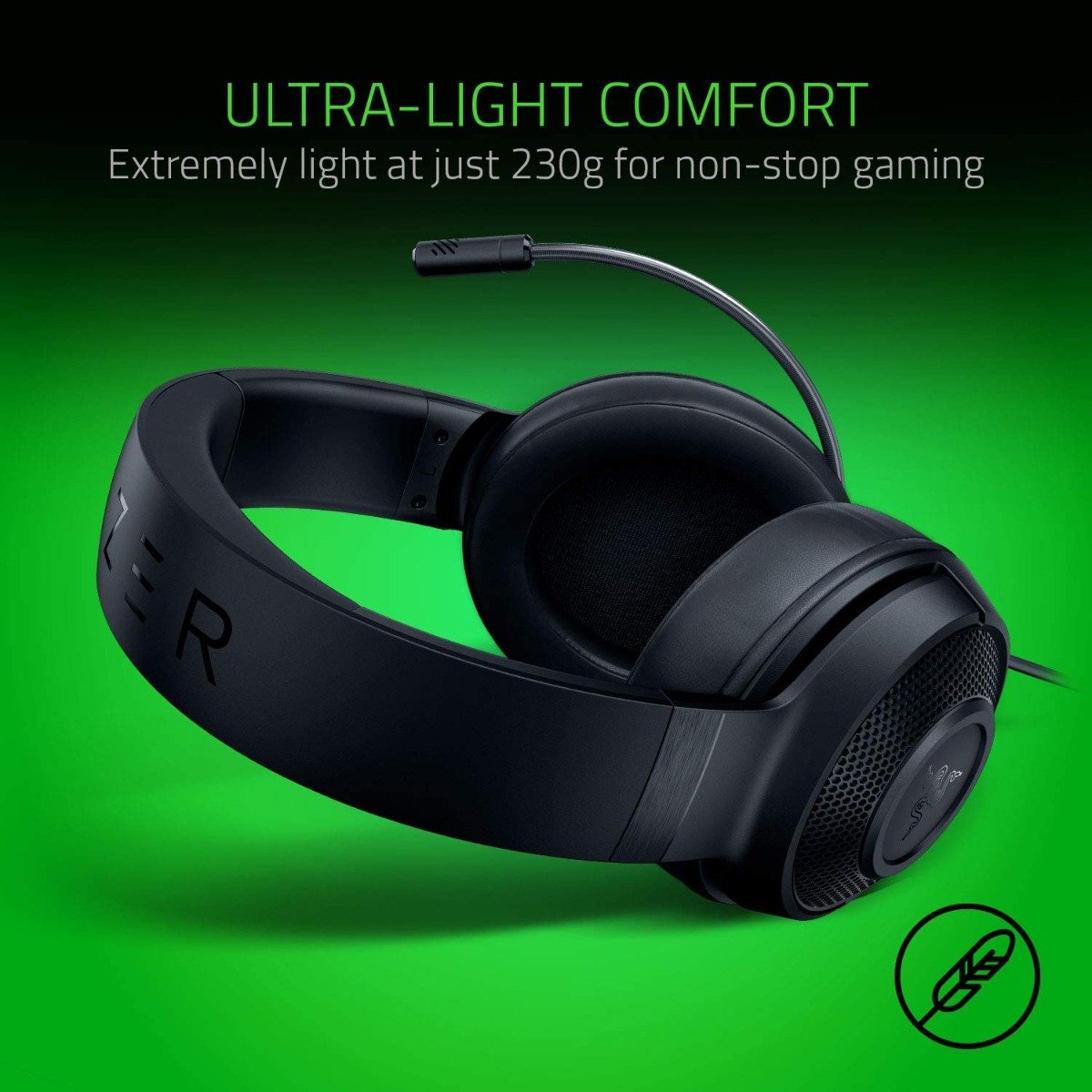 Razer Kraken X Lite Ultralight Gaming Headset: 7.1 Surround Sound - Lightweight Aluminum Frame - Bendable Cardioid Microphone - for PC, PS4, PS5, Switch, Xbox One, Xbox Series X & S, Mobile — image 3