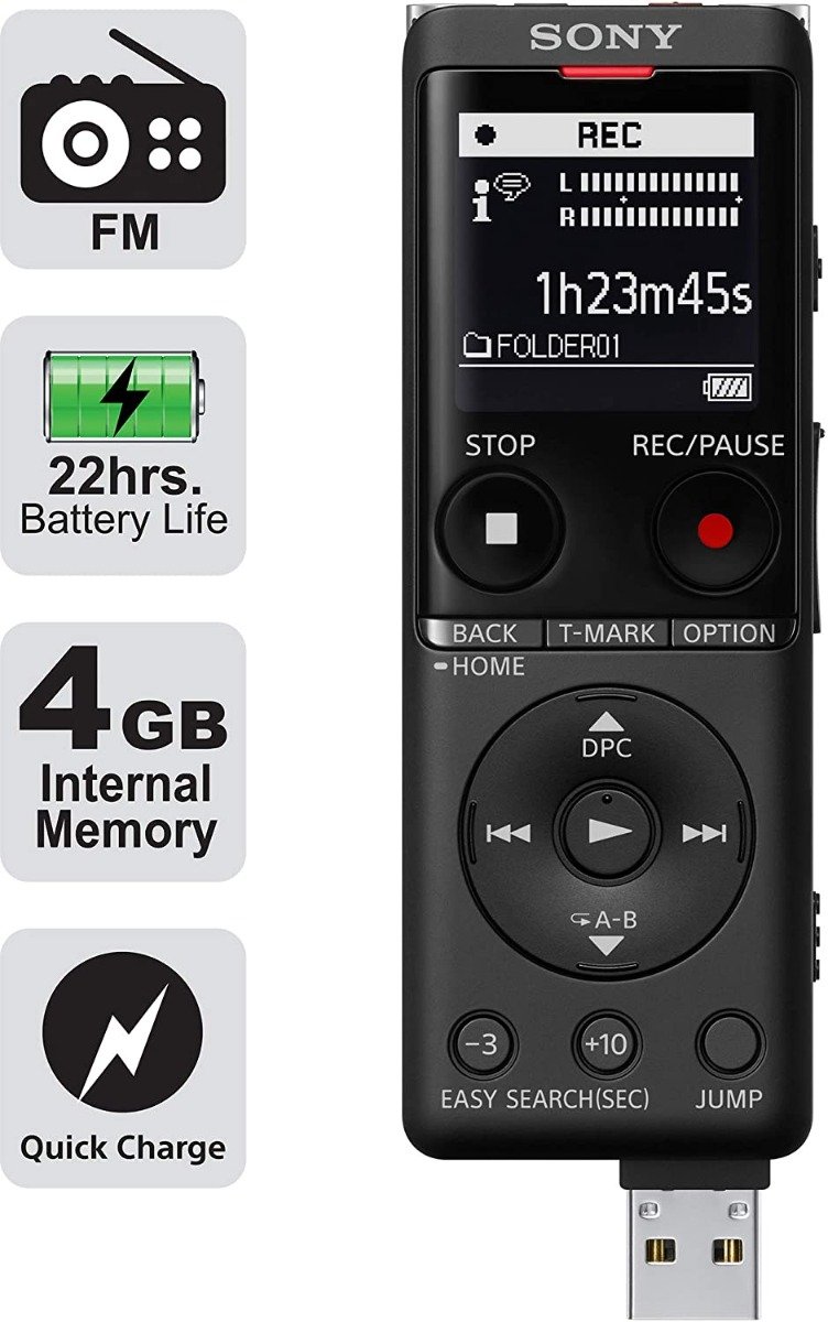 Sony ICD-UX570F Light Weight Voice Recorder, with 20hours battery life, 4GB Built-In memory — image 3