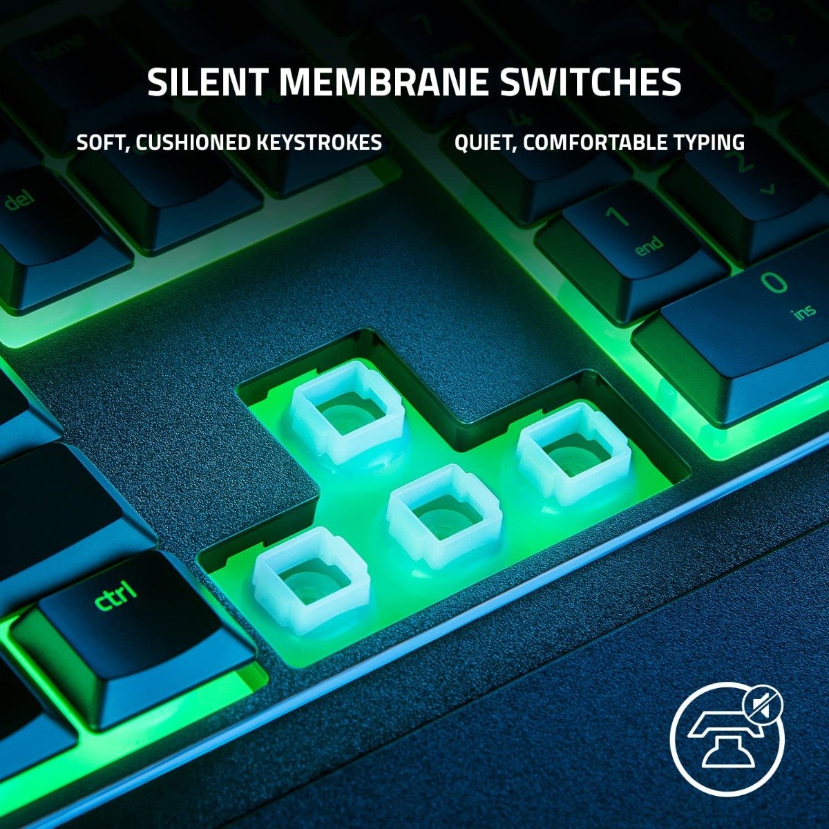 Razer Ornata V3 X Gaming Keyboard: Low-Profile Keys - Silent Membrane Switches - Spill Resistant - Chroma RGB Lighting - Ergonomic Wrist Rest - Classic Black — image 4
