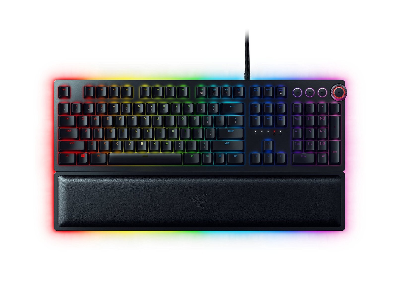 Razer Huntsman Elite Gaming Keyboard: Fast Keyboard Switches - Clicky Optical Switches - Chroma RGB Lighting - Magnetic Plush Wrist Rest - Dedicated Media Keys & Dial — image 2