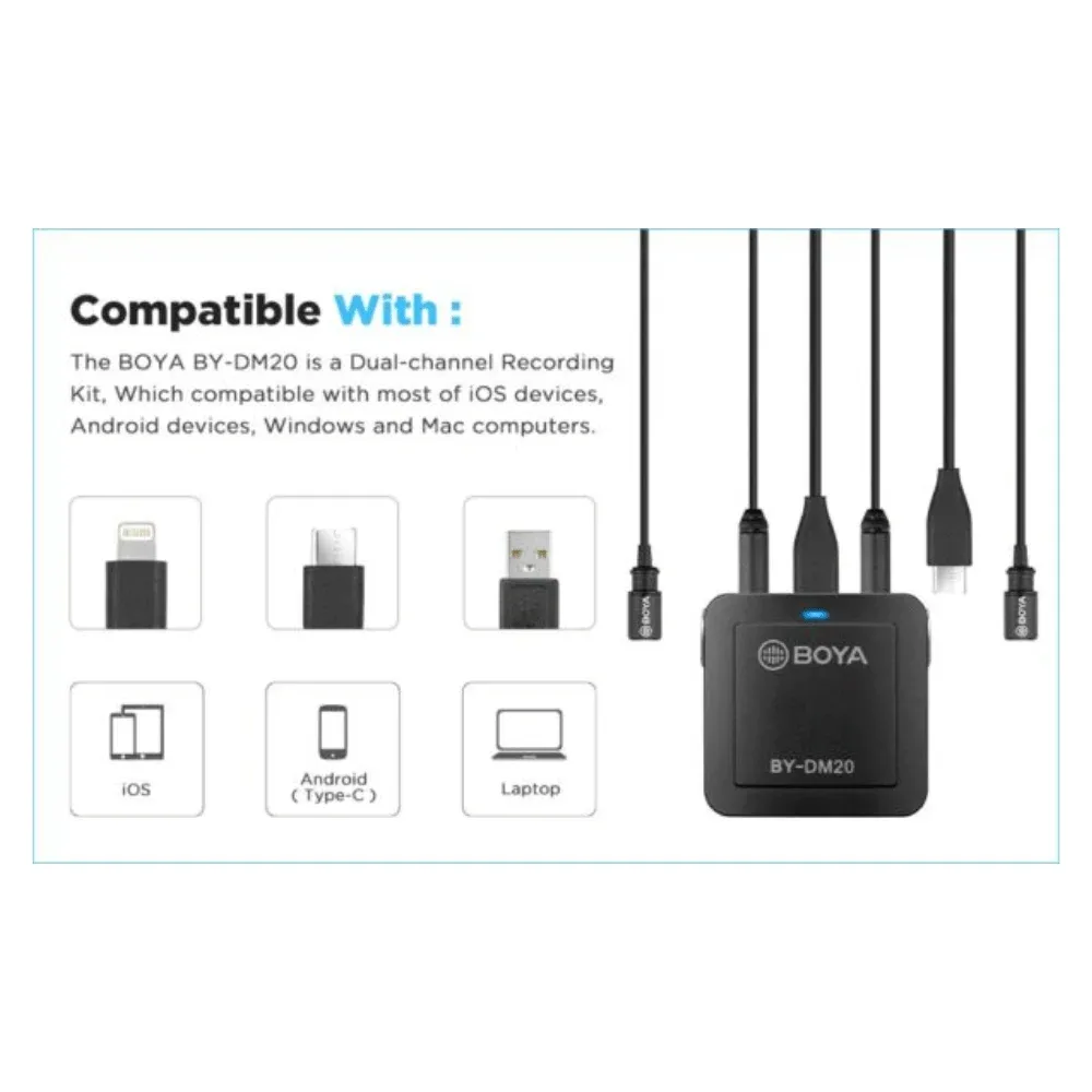 BOYA BY-DM20 Dual Channel Recording Kit Microphone — image 1