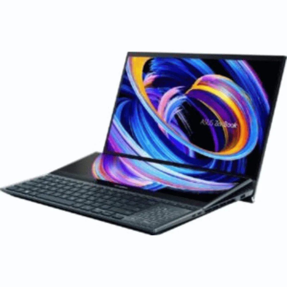 ASUS ZENBOOK PRO DUO UX582ZW-OLED209W | Intel Core i9-12900H 1.80 Gz, 32GB RAM, 1TB SSD, 8GB NVIDIA RTX 3070TI, 15.6" 4K UHD OLED Touchscreen, 14" 4K Screenpad, WiFI, Bluetooth, Camera, Win 11 Home, Eng-Arb Keyboard, Blue Color+ASUS Sleeve & Stylus Pen — image 1